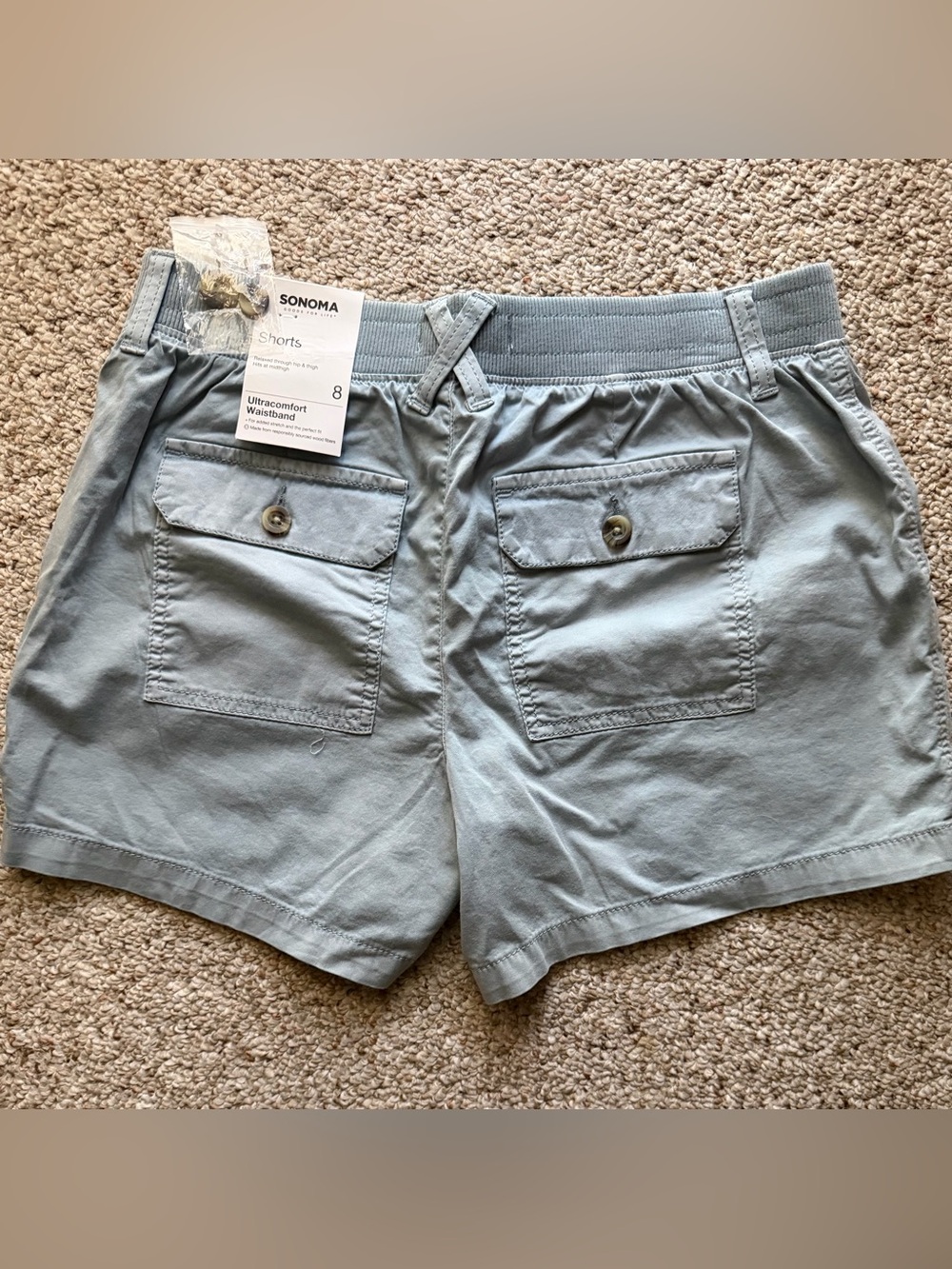 NEW NWT Sonoma Light Blue Gray Cargo Utility Women's Shorts 8 Pockets Straight - Picture 3 of 10